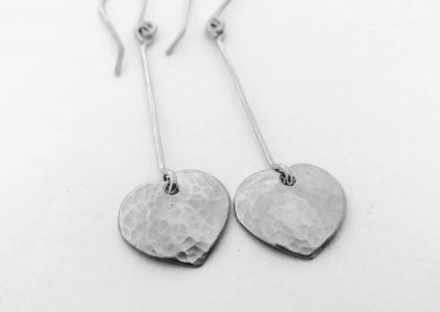 Silver Heart drop earrings