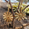 SunChild earring. A vermeil fan with the tiny face of a sunchild in the centre.